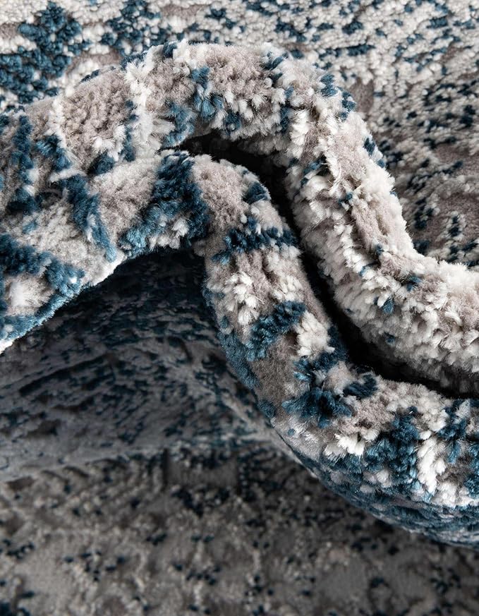 Unique Loom Finsbury Collection Area Rug - Sarah (5' 3" x 8' Oval, Blue/ Ivory)