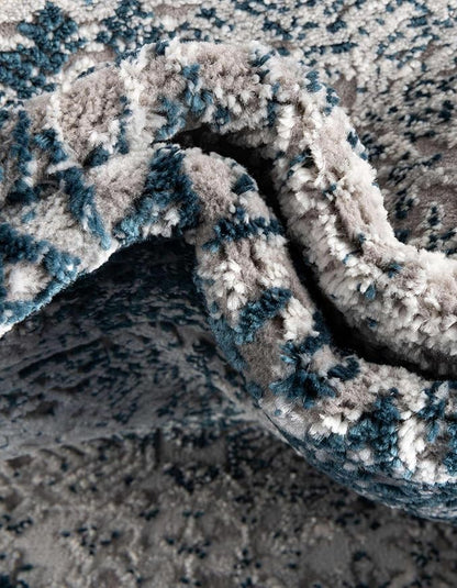Unique Loom Finsbury Collection Area Rug - Sarah (5' 3" x 8' Oval, Blue/ Ivory)