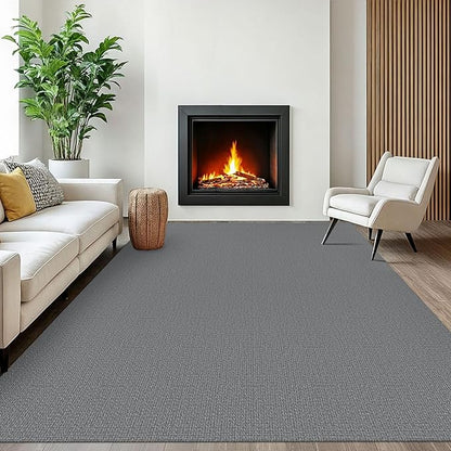 EARTHALL Washable Area Rugs 6x9 Ft Non Slip Living Room Rugs Cotton Rubber Backed Dining Room Rug Braided Bedroom Rugs Indoor Outdoor Floor Carpet for Living Room, Bedroom, Dining Room, Charcoal Gray