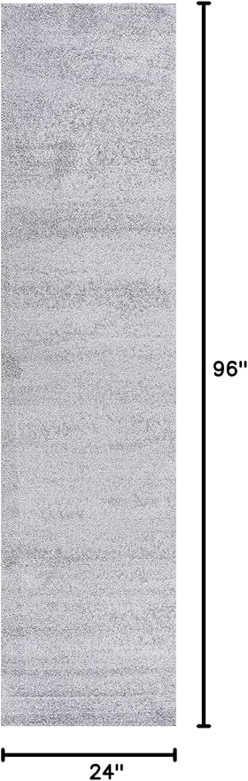 Eyely UES100K-28 Supersoft Haze Solid Low-Pile Indoor Runner Rug Casual;Contemporary;Solid;Traditional, Bedroom, Kitchen, Living Room, Easy-Cleaning, Non-Shedding, 2 X 8, Light Gray