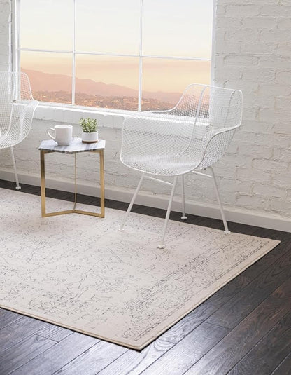 Unique Loom Isabella Collection Area Rug - Adjani (10'x 14' 1" Rectangle, White/ Blue)