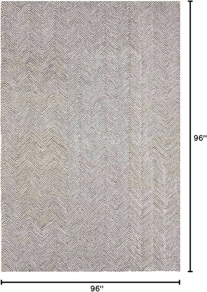 Modern Herringbone Chevron Collection Handcrafted Wool Area Rug - Durable, Zigzag Pattern, for High Traffic, Contemporary Design for Living Room, Bedroom, Dining Room Decor (Dark Olive, 8' round)