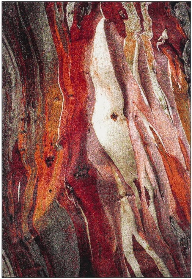 SAFAVIEH Glacier Collection 2'7" x 5' Red / Multi GLA126A Modern Abstract Non-Shedding Living Room Bedroom Area Rug