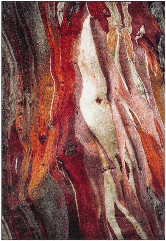 SAFAVIEH Glacier Collection 2'7" x 5' Red / Multi GLA126A Modern Abstract Non-Shedding Living Room Bedroom Area Rug