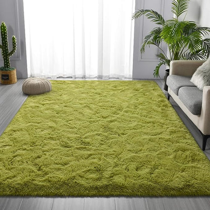 Large Shag Area Rugs 6 x 9, Plush Fuzzy Rugs for Living Room, Ultra Soft Fluffy Furry Rug for Bedroom, Indoor Carpet Nursery Rugs for Kids Room Home Decor, Green