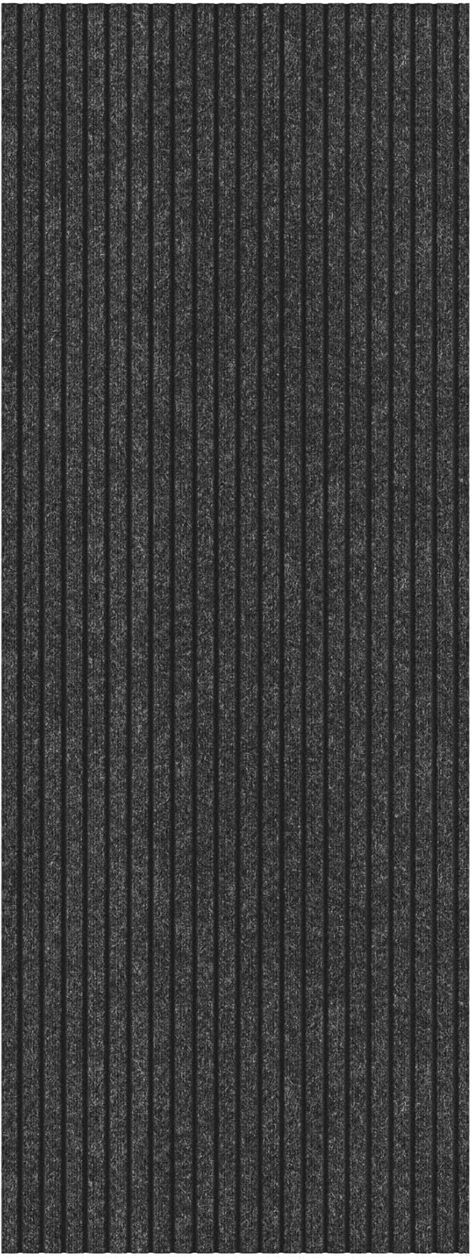 Ottomanson 2'7" x 29' Hallway Runner with Scraper Pile - Extra Durable Non-Slip Rug Mat for Indoor & Outdoor Use - Ideal for Kitchen, Entryway & Garage - High-Traffic Carpet, Black