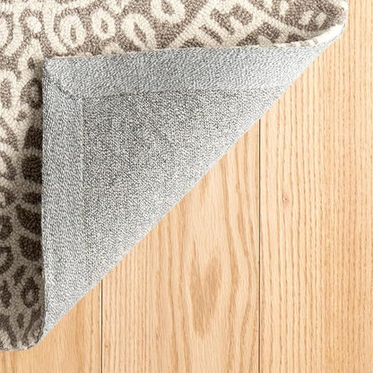 Dash and Albert Temple Wool Area Rug - 5' x 8' Taupe Geometric Hand Micro Hooked Accent Rug - Durable, High Traffic Areas Hallway, Living Room, Stairs