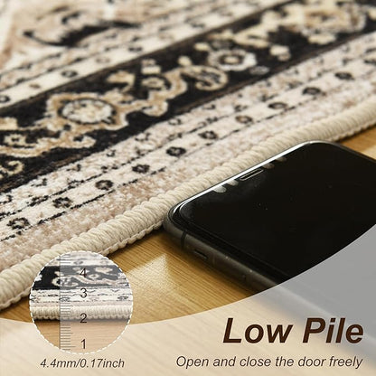 XWZO Entryway Area Rug 2x3ft — Soft Low Pile Non-Slip Door Mat for Bedroom Bathroom Kitchen Laundry, Spill Resistant Washable Small Indoor Carpet for Doorway & Entrance, Brown Beige