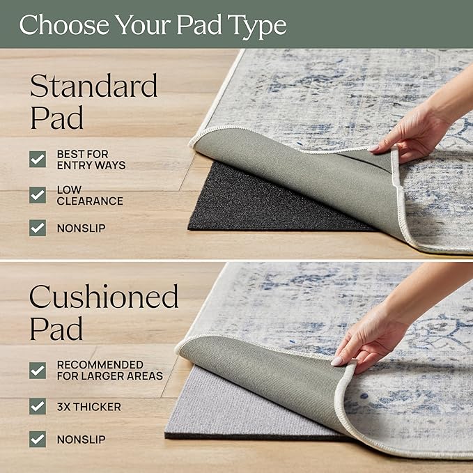 RUGGABLE Washable Vintage Area Rug – Sarrah Hazel 9x12, Stain-Resistant, Non-Slip – Large Machine Washable Rugs for Living Room, Bedroom, Hallway, Entryway & Office–with Cushioned Pad
