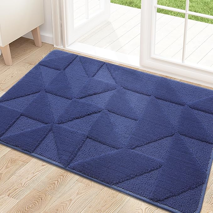 OLANLY Door Mats Indoor, Non-Slip, Absorbent, Dirt Resist, Entrance Washable Mat, Low-Profile Inside Entry Doormat for Entryway (32x20 inches, Navy)
