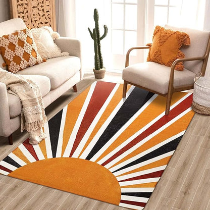 Lahome Boho Area Rug: 3'x5' Washable & Non-Slip Colorful Abstract Rainbow Print for Bedroom, Nursery, Kitchen, Entryway, Bathroom & Office