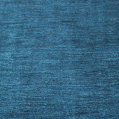 Hand Knotted Loom Wool ECO-Friendly Area Rugs - 2'6''x6', Runner, Blue Color, Solid Plain Design, High Pile Thick Handmade Anti Skid Area Rugs for Living Room, Bed Room (L00111)