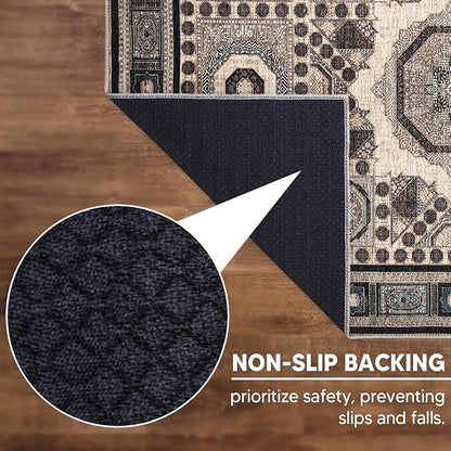 Keen Home Design 3x5 Rug - Machine Washable Entry Rug with Non-Slip Backing, Ideal for Enteryway, Kitchen, Bathroom, Laundry Room - Vintage, Easy Clean, Durable, Low Pile Rug - (3' x 5')