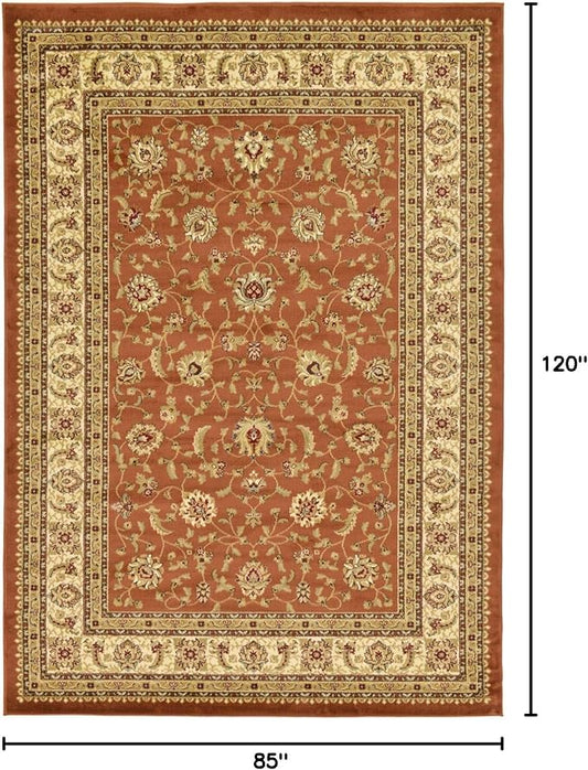Unique Loom Voyage Collection Traditional Oriental Classic Intricate Design Area Rug (7' 0 x 10' 0 Rectangular, Terracotta/Ivory)
