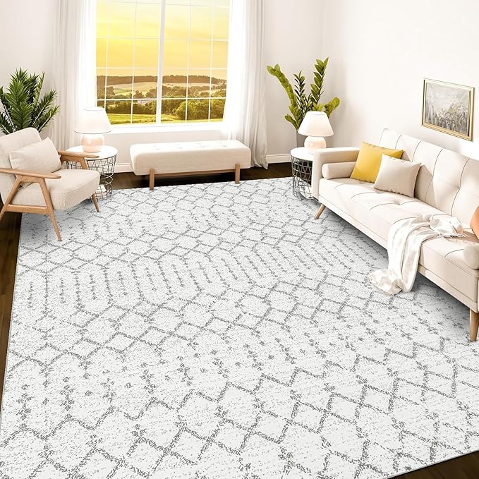 Istana 8x10 Area Rug - Grey 8x10 Rugs for Living Room - Foldable Rugs for Bedroom - Stain Resistant Washable Rug - Eco-Friendly Area Rugs - Easy to Clean Living Room Rug