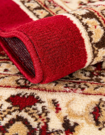 Unique Loom Sialk Hill Collection Area Rug - Washington (4' Square Burgundy/Cream)