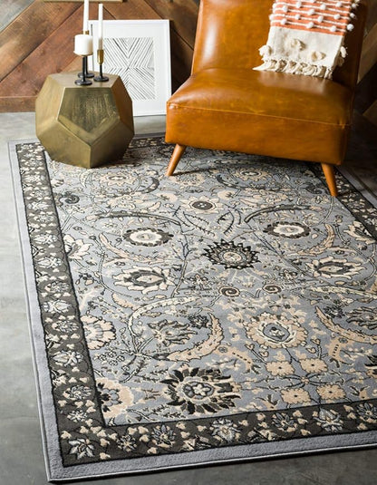 Unique Loom Espahan Collection Area Rug - Cape Cod (4' 1" x 6' 1" Rectangle, Dark Gray/ Black)