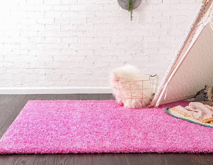 Unique Loom Solid Shag Collection Area Rug (3' 3" x 5' 3" Rectangle, Taffy Pink)