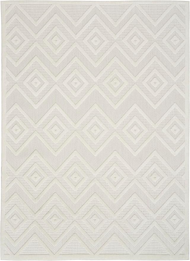 Nourison Home Versatile Ivory White 6' x 9' Area Rug - Easy Clean, Non Shedding, Bed Room, Living Room, Dining Room, Kitchen (6' x 9')