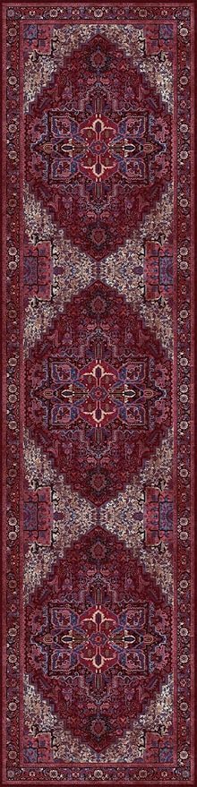Fame Rugs Turkish Rug. Washable Vintage Oriental Antique Inspired Traditional Doormat Small Modern Area Rugs Luxury Entryway Entry Bedroom Bathroom Kitchen (398RR, 2'5 x 9'8)