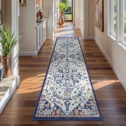 Lahome Bohemian Washable Runner Rug, 2'6" x 10' Soft Runners for Hallways Long Kitchen Carpet Runner, Non Slip Printed Stair Carpet Runners for Hall Bathroom Mudroom Hardwood Floor, Blue Purple/Multi