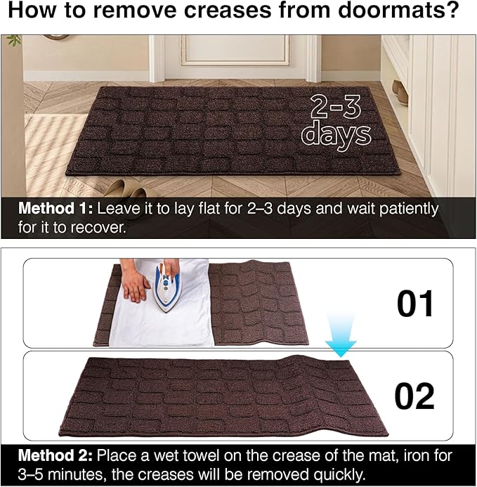 Large Front Door Mat Outside Entrance, Outdoor Indoor Door Mats for Entryway, Entrance, Entry, Patio, Waterproof Non Slip Doormat, Low-Profile, 31.5" × 47“, Coffee