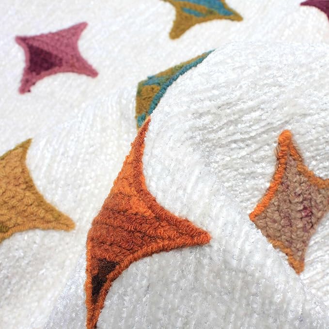 Alfa Rich 7x10 Moroccan White Area Rugs for Living Room Bedroom Decor Washable Cotton Pet Friendly