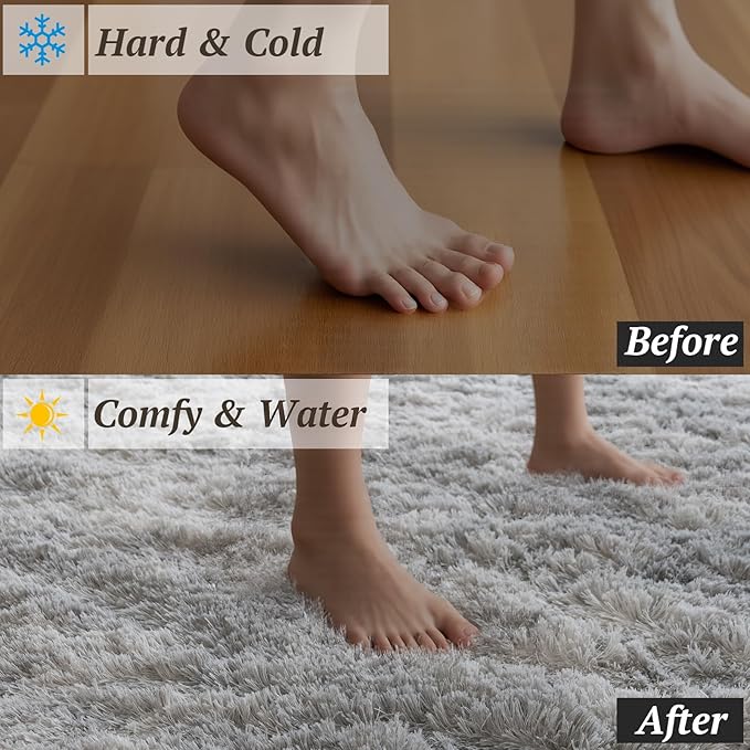 5x7 Area Rugs for Living Room Bedroom, Soft Fluffy Shaggy Bedside Rug, Indoor Floor Carpet for Kids Playroom, Dorms, Nursery Rooms, Home Decor (Tie-Dyed Light Grey 5'x7')