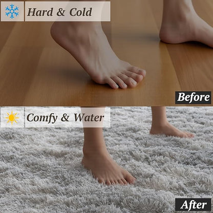 5x7 Area Rugs for Living Room Bedroom, Soft Fluffy Shaggy Bedside Rug, Indoor Floor Carpet for Kids Playroom, Dorms, Nursery Rooms, Home Decor (Tie-Dyed Light Grey 5'x7')