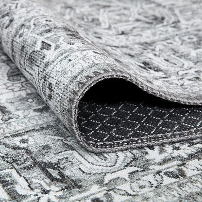 Bloom Rugs Washable Non-Slip 9' x 12' Rug - Gray/Charcoal Traditional Medallion Area Rug for Living Room, Bedroom, Dining Room, and Kitchen - Exact Size: 9' x 12'