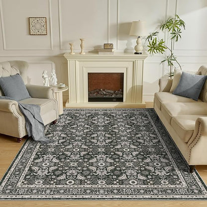 WITSHOCK Living Room Area Rugs 7x9: Soft Non-Slip Backing Washable Rugs Vintage Large Carpet for Bedroom Office Dining Room Kitchen Stain Resistant Home Decor Rug