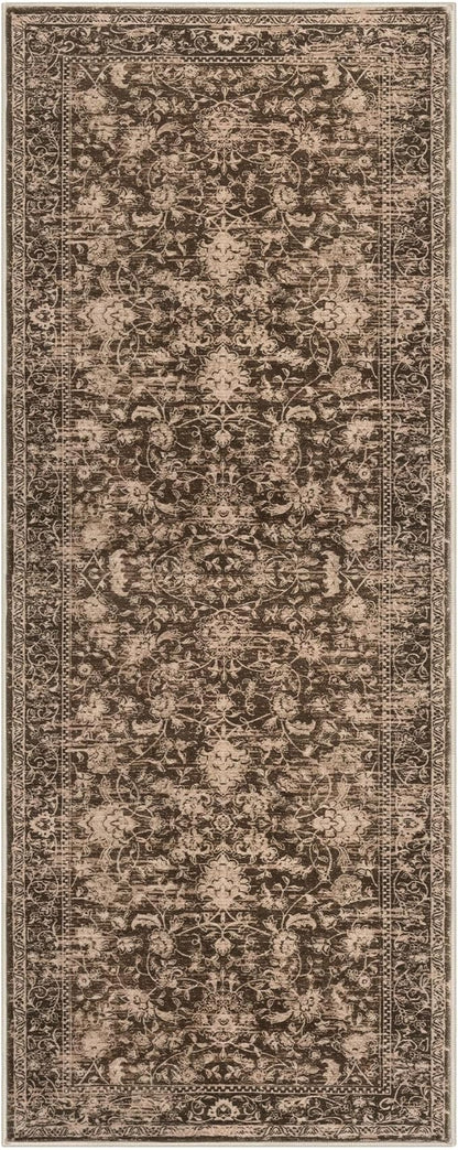 KILOCOCO Hallway Runner 2x5 Kitchen Runner Rug Printed Vintage Floral Washable Non-Slip Runners for Hallways Laundry Room Rugs Distressed Boho Rug Runners for Bedroom, Rust Brown Red