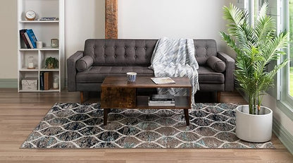 Rugs.com Lattice Frieze Collection Rug – 10' x 16' Blue Multi Medium Rug Perfect for Living Rooms, Large Dining Rooms, Open Floorplans