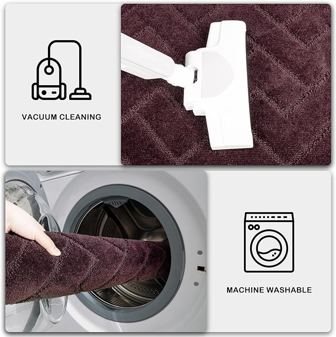 PURRUGS Dirt Trapping Door Mat 24" x 35.5", Non-Slip Machine Washable Entry Rug, Shoe Scraper, Dog Doormat, Super Absorbent Welcome Mat for Front & Back Door, Muddy Wet Shoes & Paws, Burgundy Red