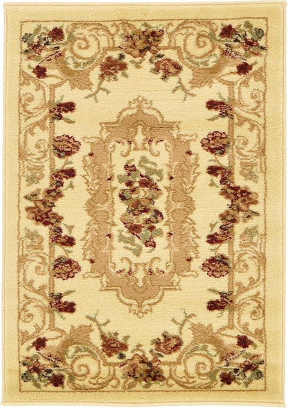 Rugs.com Chateau Collection Rug – 2' x 3' Cream Medium Rug Perfect for Entryways, Kitchens, Breakfast Nooks, Accent Pieces