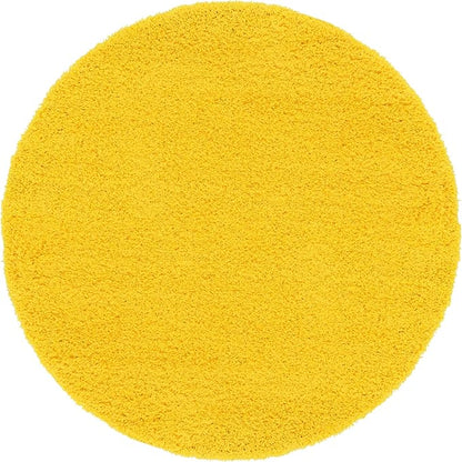 Unique Loom Solid Shag Collection Area Rug (6' 1" Round, Tuscan Sun Yellow)