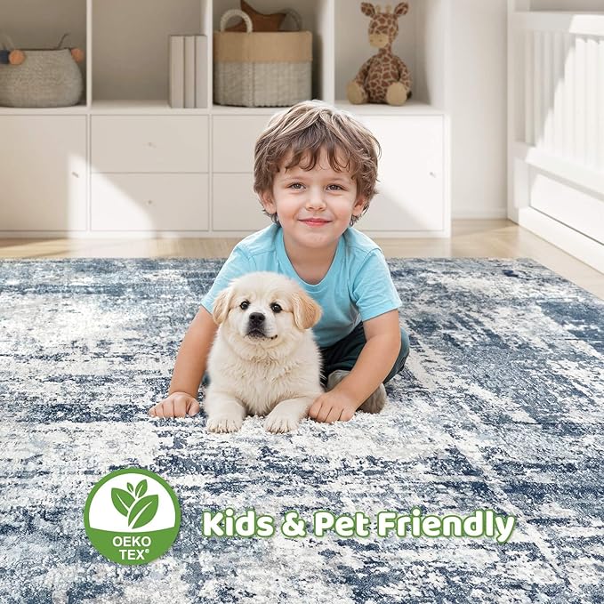 5x7 Area Rugs Living Room: Washable Large Abstract Soft Rug Stain Resistant Indoor Non-Slip Carpet for Men Modern Home Enthusiasts Aged 25-45 - High Traffic Areas - Bedroom Office Apartment