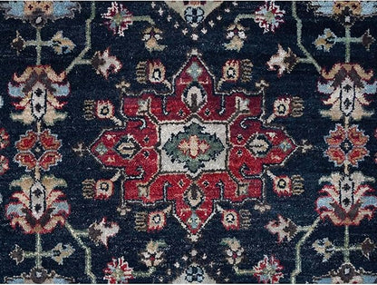 Power Black Hand Knotted All Over Pattern Pure Wool Round Oriental Rug (10'x10')