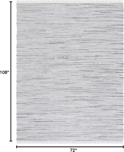 SAFAVIEH Rag Rug Collection Area Rug - 6' x 9', Grey, Handmade Boho Stripe Cotton, Ideal for High Traffic Areas in Living Room, Bedroom (RAR121A)