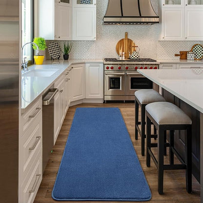 Amearea Modern Soft Hallway Runner Rug, 2x6 Feet Washable Runner Rugs for Hallway, Blue Fluffy Rug Bedroom Bedside Rugs, Non Slip Memory Foam Rug Carpet for Entrance Kitchen Living Room Decor