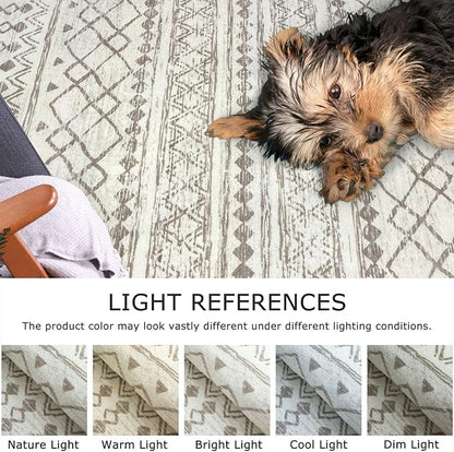 KUTA Moroccan Boho Runner Rug 2.6x10 Non-Slip Vintage Beige Washable Hallway Kitchen Rugs Ultra Soft Distressed Geometric Floor Carpet Runners for Bedroom Laundry Living Room