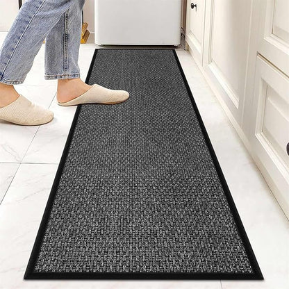 GOYLSER 6ft Kitchen Runner Rugs Non Skid, Absorbent Small Jute Kitchen Carpet Rugs, Rubber Backed Home Floor Mat, Black