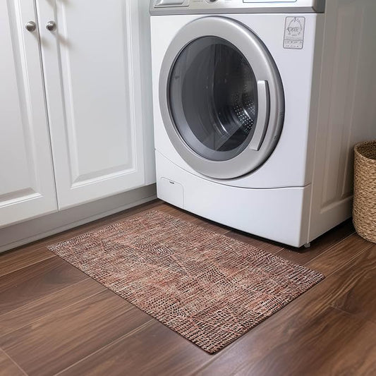 Addison Rugs Chantille ACN591 Salmon 1'8" x 2'6" Indoor Outdoor Area Rug, Easy Clean, Machine Washable, Non Shedding, Bedroom, Living Room, Dining Room, Kitchen, Patio Rug