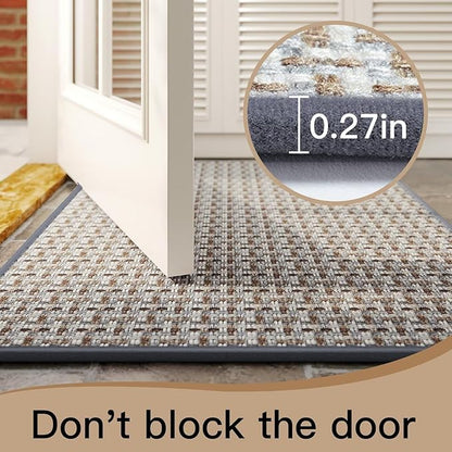 Door Mat 31"x47", Dirt Resistant and Absorbent, Non-Slip Rubber Backing Floor Mats, Easy Clean Low-Profile Doormat for Entryway, Front Door, Inside Entrance, Gray