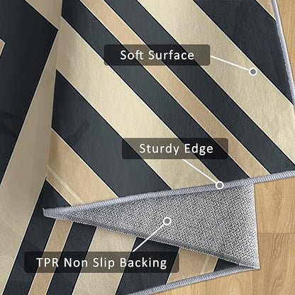 Modern Geometric Rug, Washable 3x4 Rug for Living Room, Herringbone Chevron Patterned Indoor Carpet, Modern Geometric Decor for Home, Bedroom, Soft Non Slip Thin Design FER73