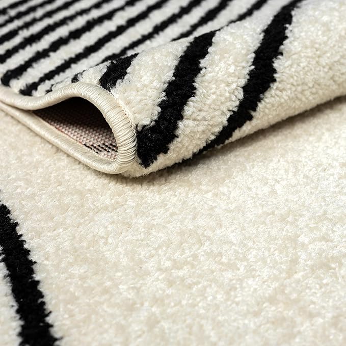 Abani Nuevo Beige Black Swirls Modern Area Rug 9' x 12' for Living Room, Bedroom - Abstract Design - Durable & Easy to Clean