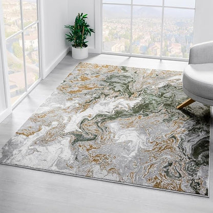 LUXE WEAVERS Marble Swirl Abstract Area Rug, Green 9x12