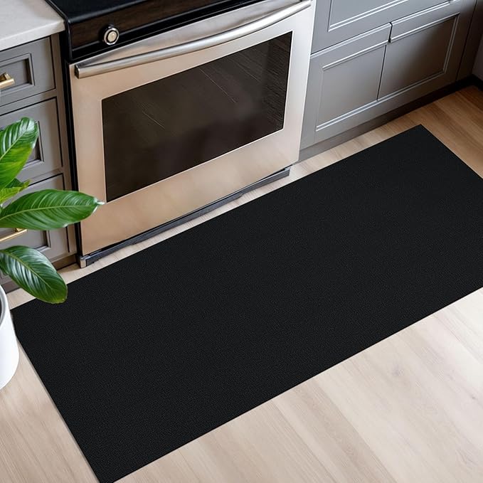 EARTHALL Washable Runner Rug 2x5 Ft Non Slip Runners for Hallways Cotton Rubber Backed Kitchen Runner Braided Indoor Floor Carpet Runners for Entryway, Hallway, Kitchen, Bedroom, Black
