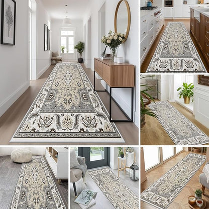 Hallway Runner Rug 2x8ft Kitchen Runner Rug Non Slip Washable Runner Rugs, Thick Faux Wool Carpet Runner Rugs with Rubber Backing for Hallway, Kitchen, Entryway, Living Room, Bedroom, Laundry