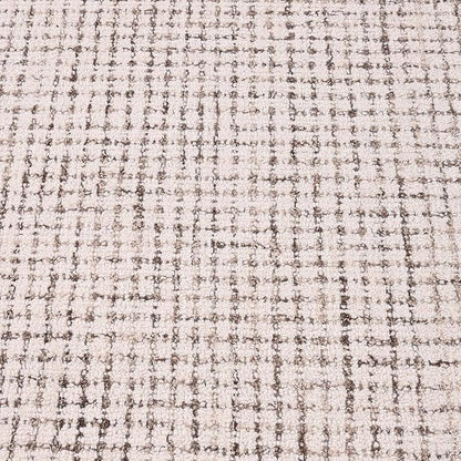 Hand-Tufted 100% Wool Pile Area Rug – Geometric Textured Grid Check Pattern – Thick and Durable Floor Carpet for Bedroom, Living Room, Kids Room, and Dining Area (Ivory-Brown, 9' x 11')